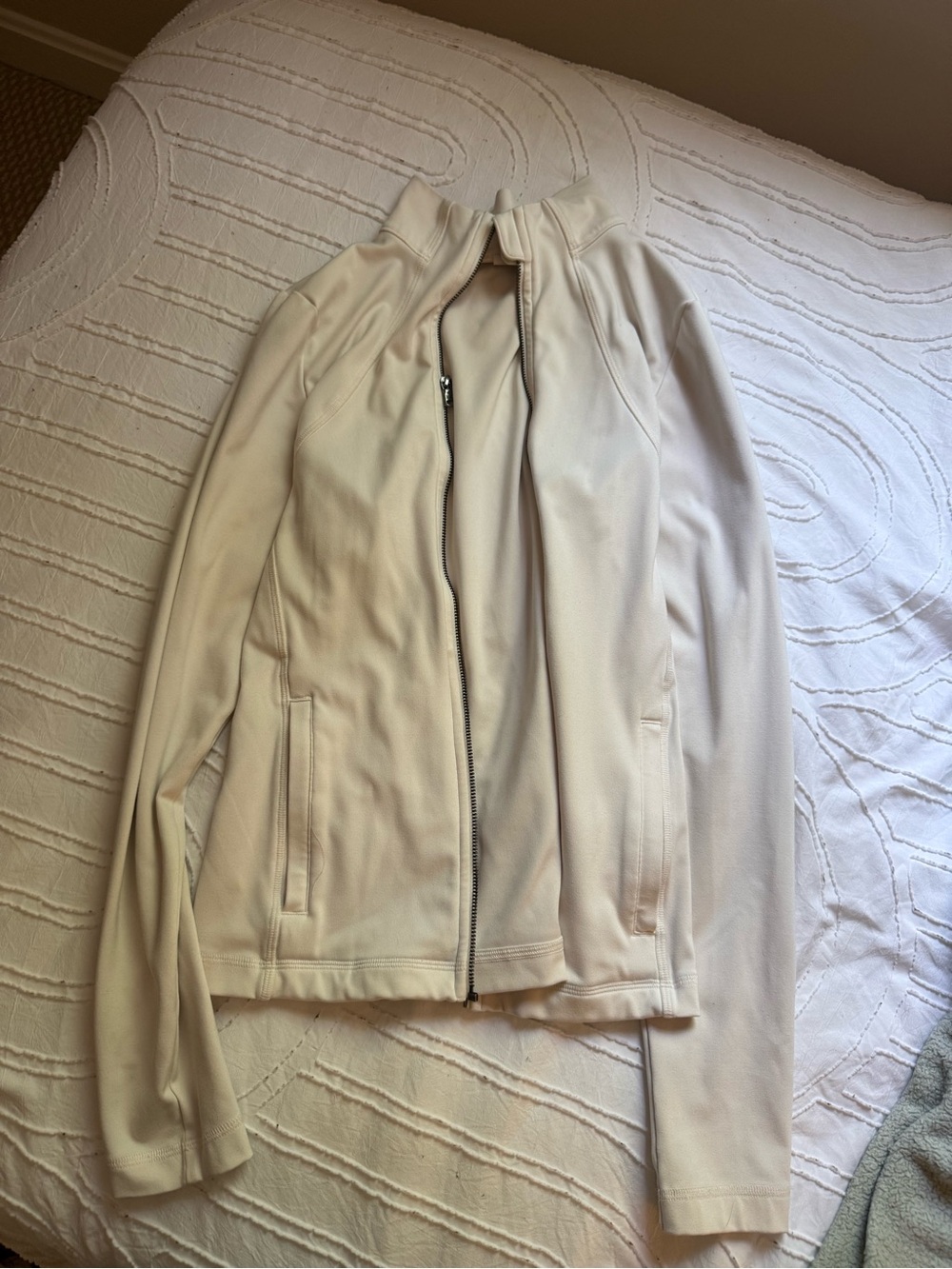 Gilly Hicks Cream Zip-Front Bomber Jacket